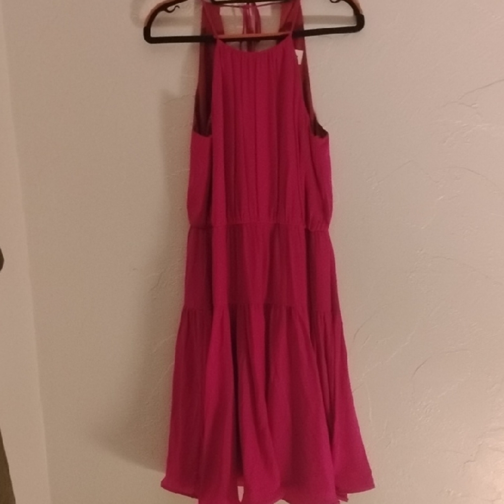 Milly Easton Fuscia Hot Pink Cocktail Silk Dress Sz 2